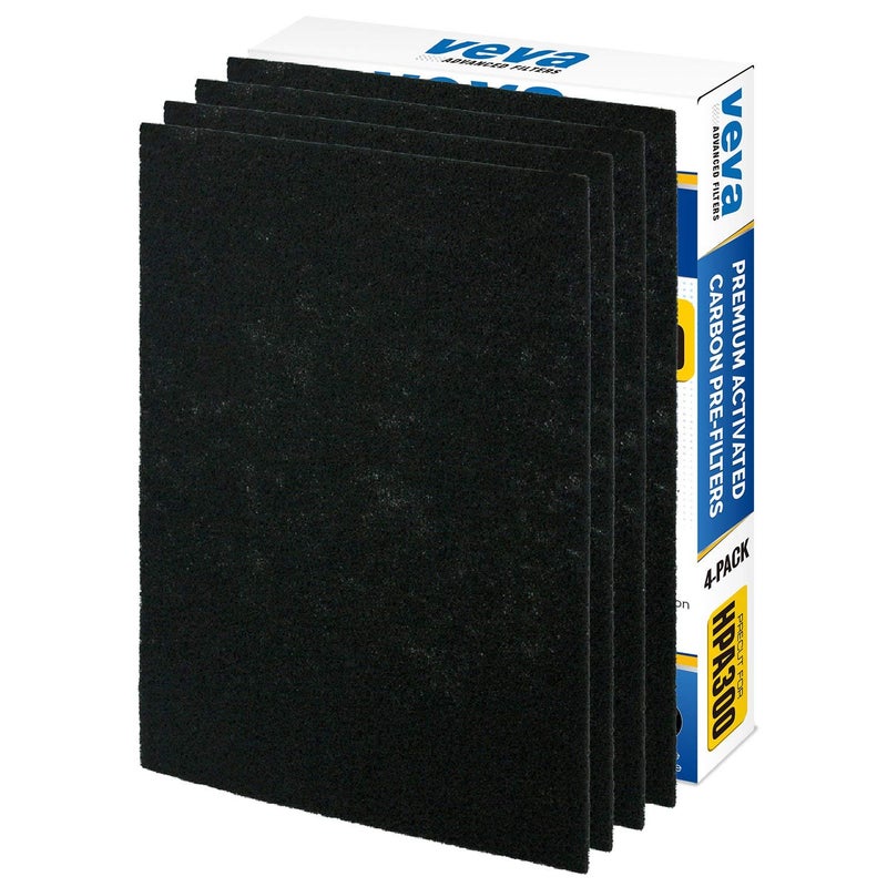VEVA Precut for HPA300 Premium Carbon Activated Pre Filters 4 Pack Compatible with HW Air Purifier. Precision Fit for Easy Installation by Veva Advanced Filters - Image 1